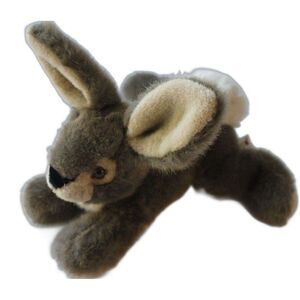 Aurora Plush Bunny Rabbit Stuffed Laying Down Big Ears Brown Realistic 10inch